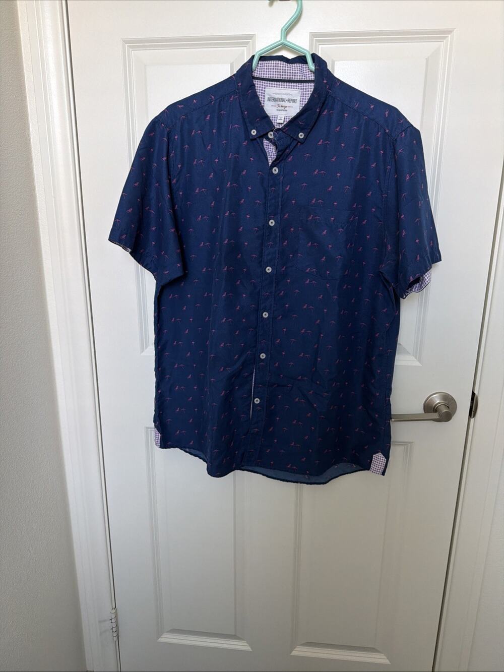 International Report Button Down Shirt Flamingos Resort Print XLarge